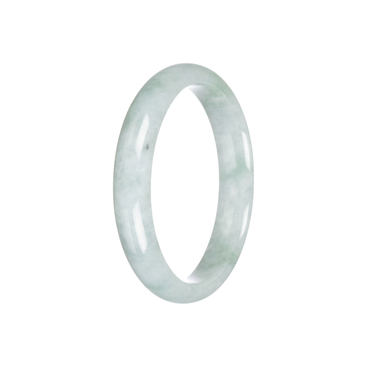 Real Natural Pale Green Traditional Jade Bangle Bracelet - 57mm Half Moon