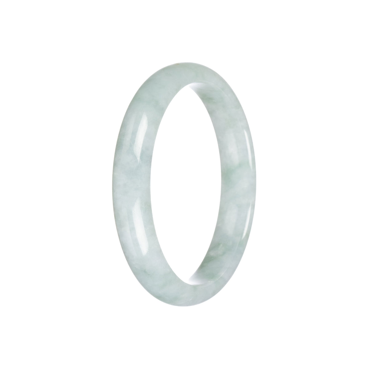 Real Natural Pale Green Traditional Jade Bangle Bracelet - 57mm Half Moon