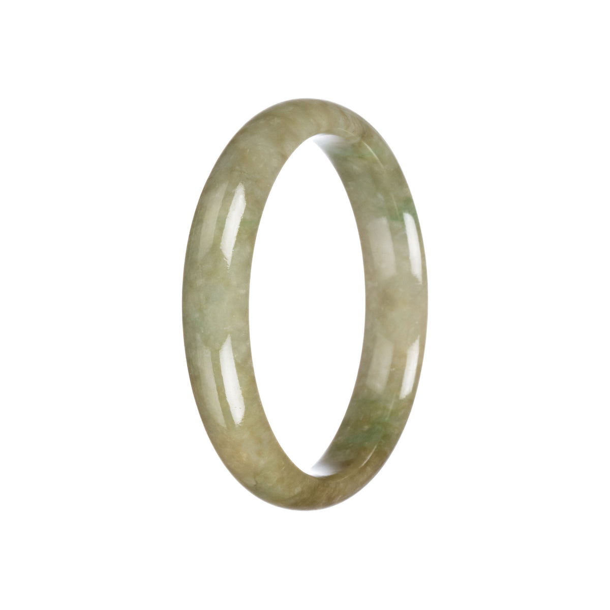 Authentic Grade A Brownish Green Burmese Jade Bangle Bracelet - 58mm Half Moon