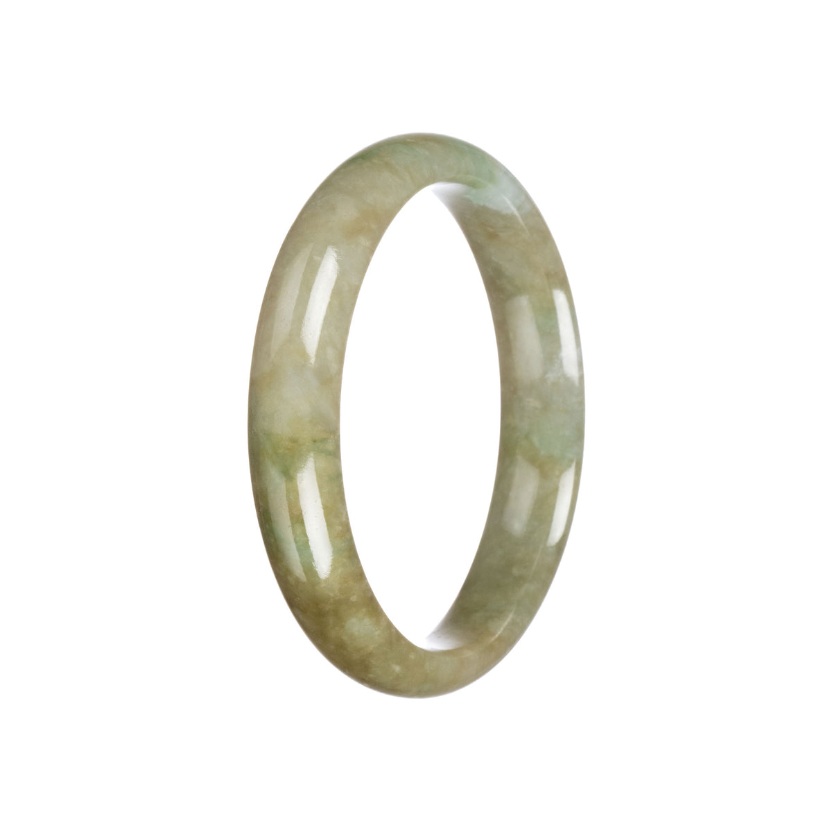 Authentic Grade A Brownish Green Burmese Jade Bangle Bracelet - 58mm Half Moon