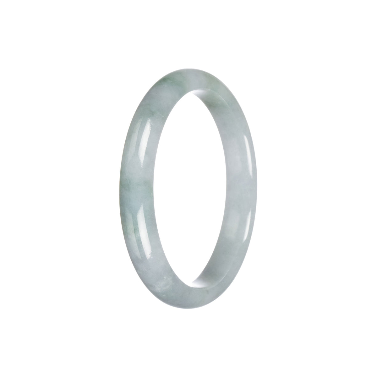 Real Type A Green Grey Traditional Jade Bangle Bracelet - 55mm Semi Round