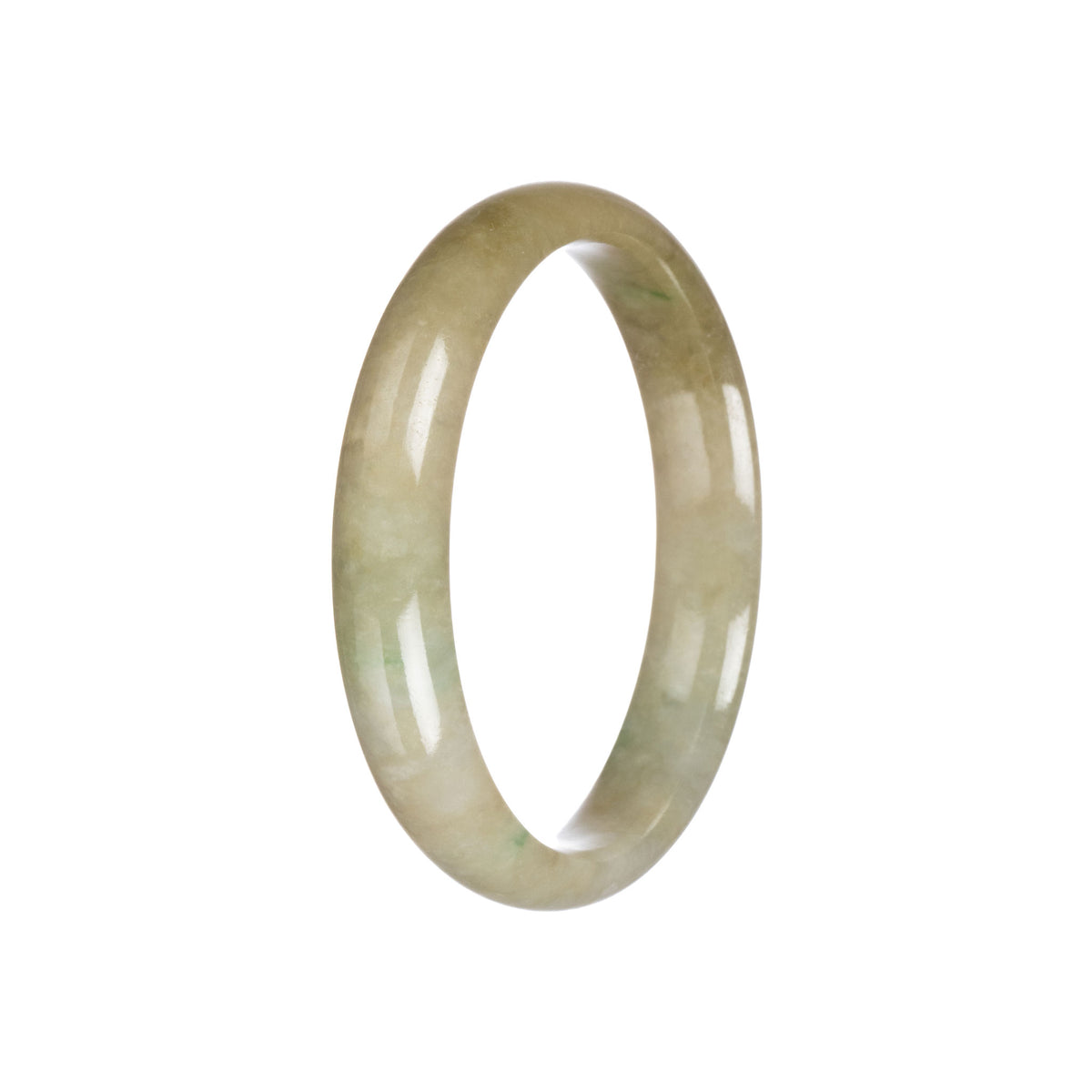 Genuine Untreated Brownish Green Traditional Jade Bangle Bracelet - 59mm Half Moon