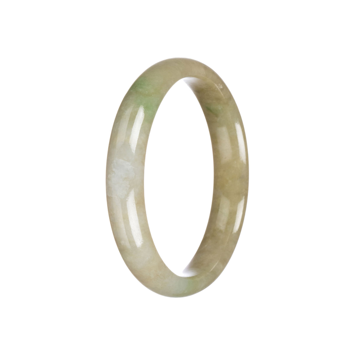 Genuine Untreated Brownish Green Traditional Jade Bangle Bracelet - 59mm Half Moon