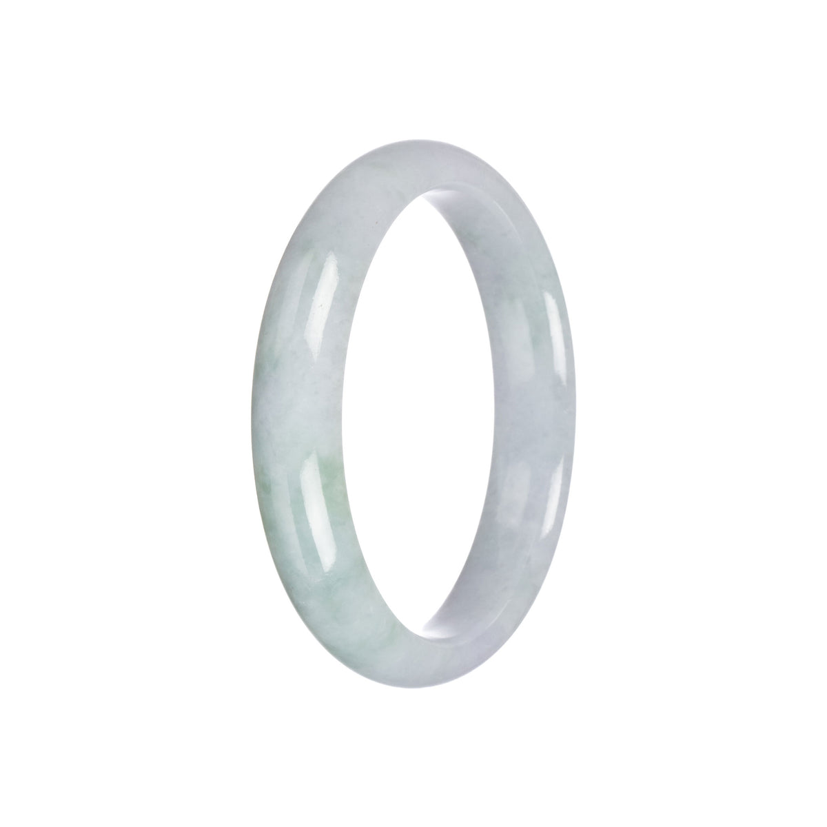 Genuine Natural White with Light Green Traditional Jade Bracelet - 57mm Half Moon