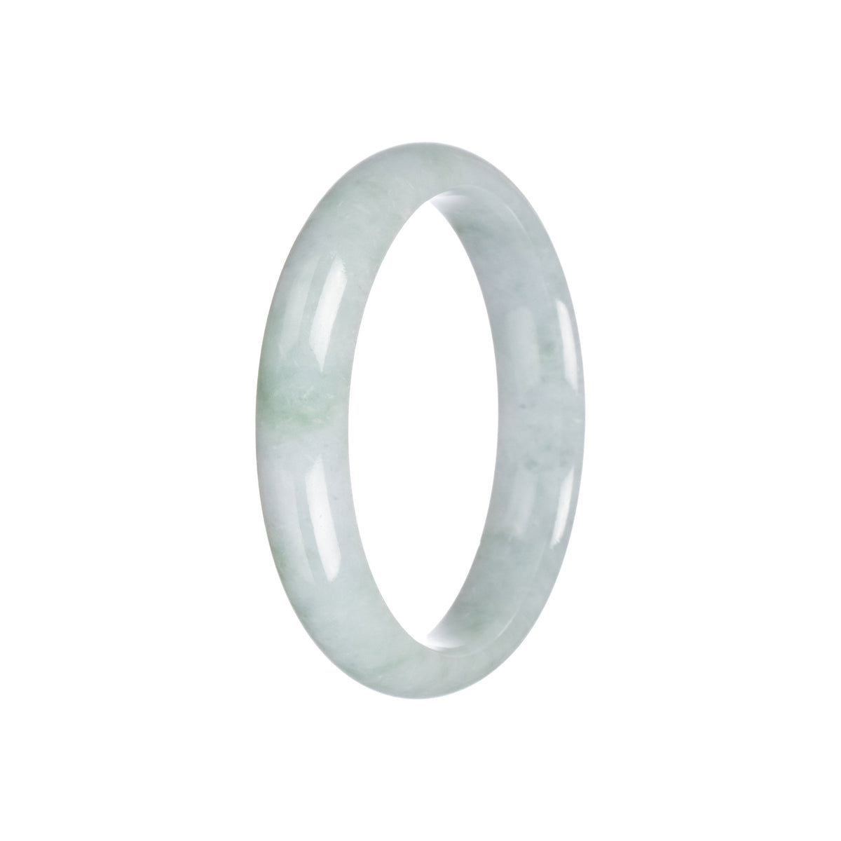 Real Grade A Light Green Traditional Jade Bangle - 57mm Half Moon