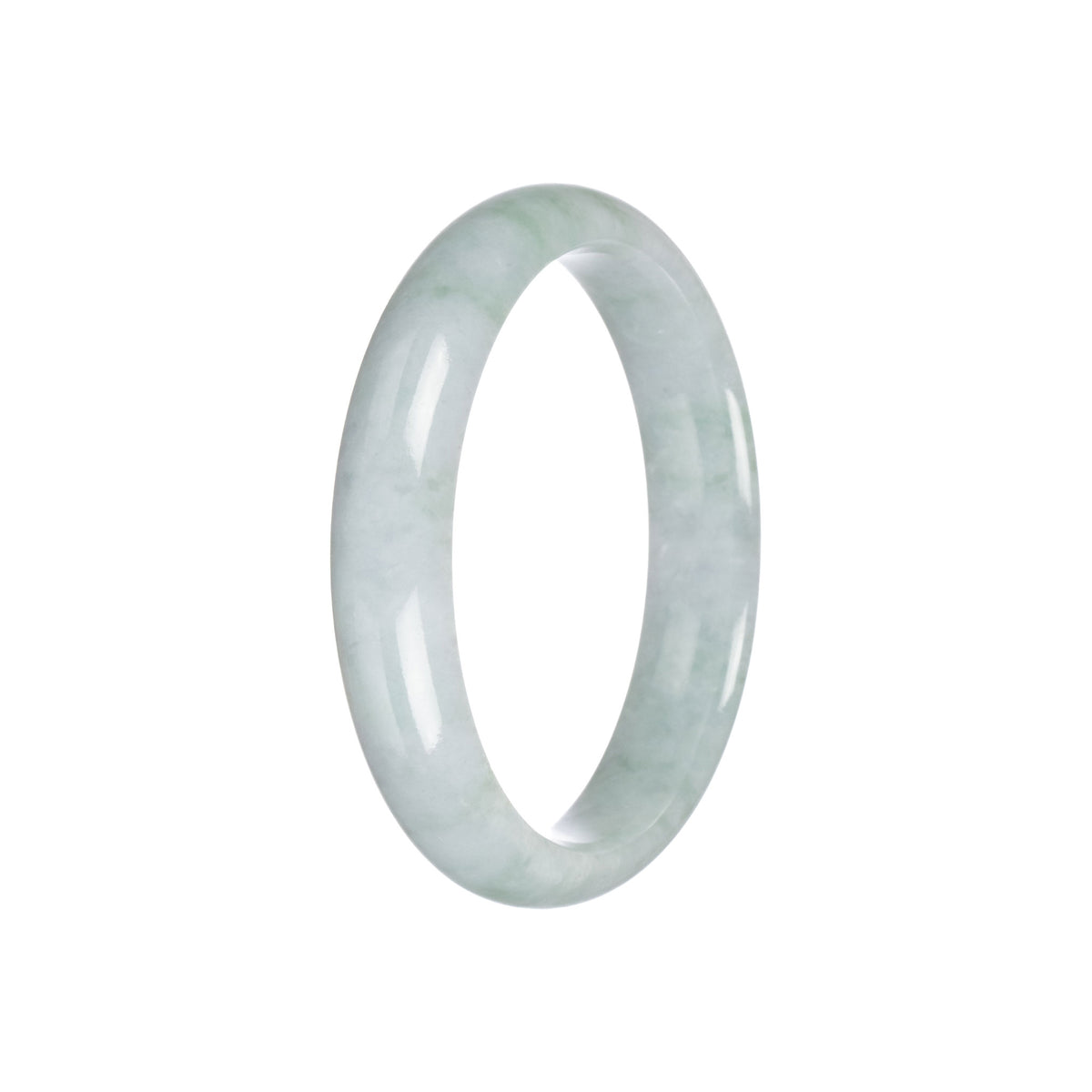 Real Grade A Light Green Traditional Jade Bangle - 57mm Half Moon