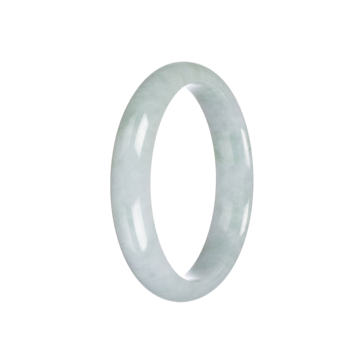 Real Grade A Light Green Traditional Jade Bangle - 57mm Half Moon