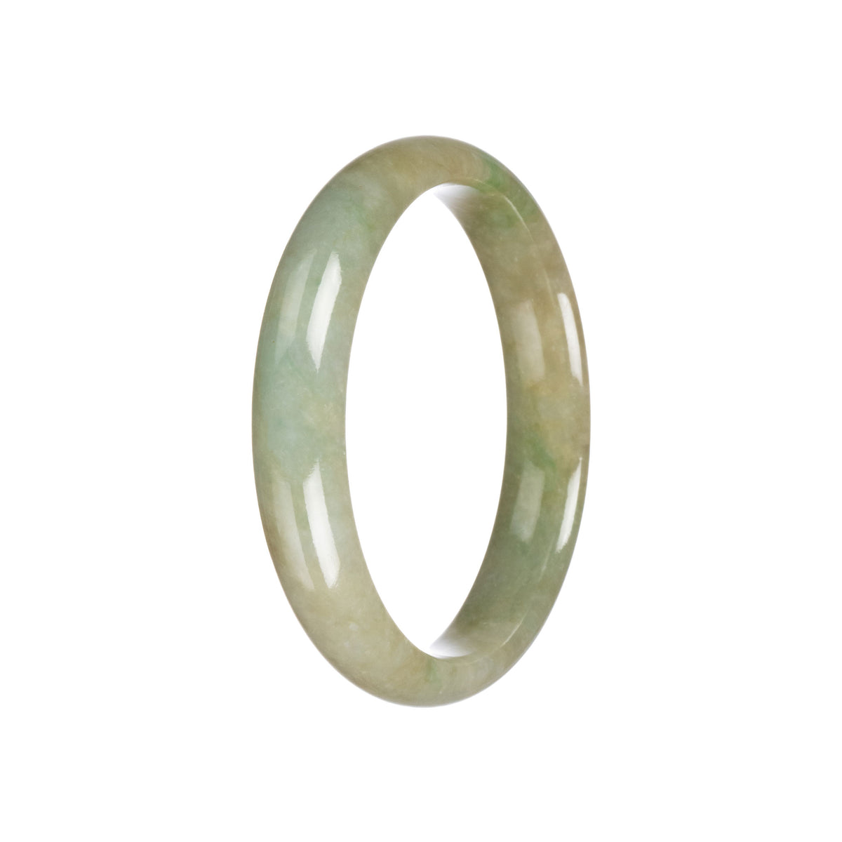 Real Untreated Green Burma Jade Bangle Bracelet - 59mm Half Moon