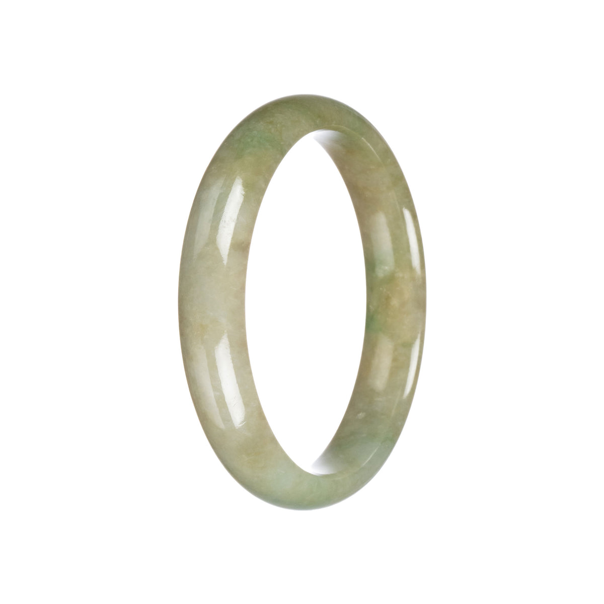 Real Untreated Green Burma Jade Bangle Bracelet - 59mm Half Moon