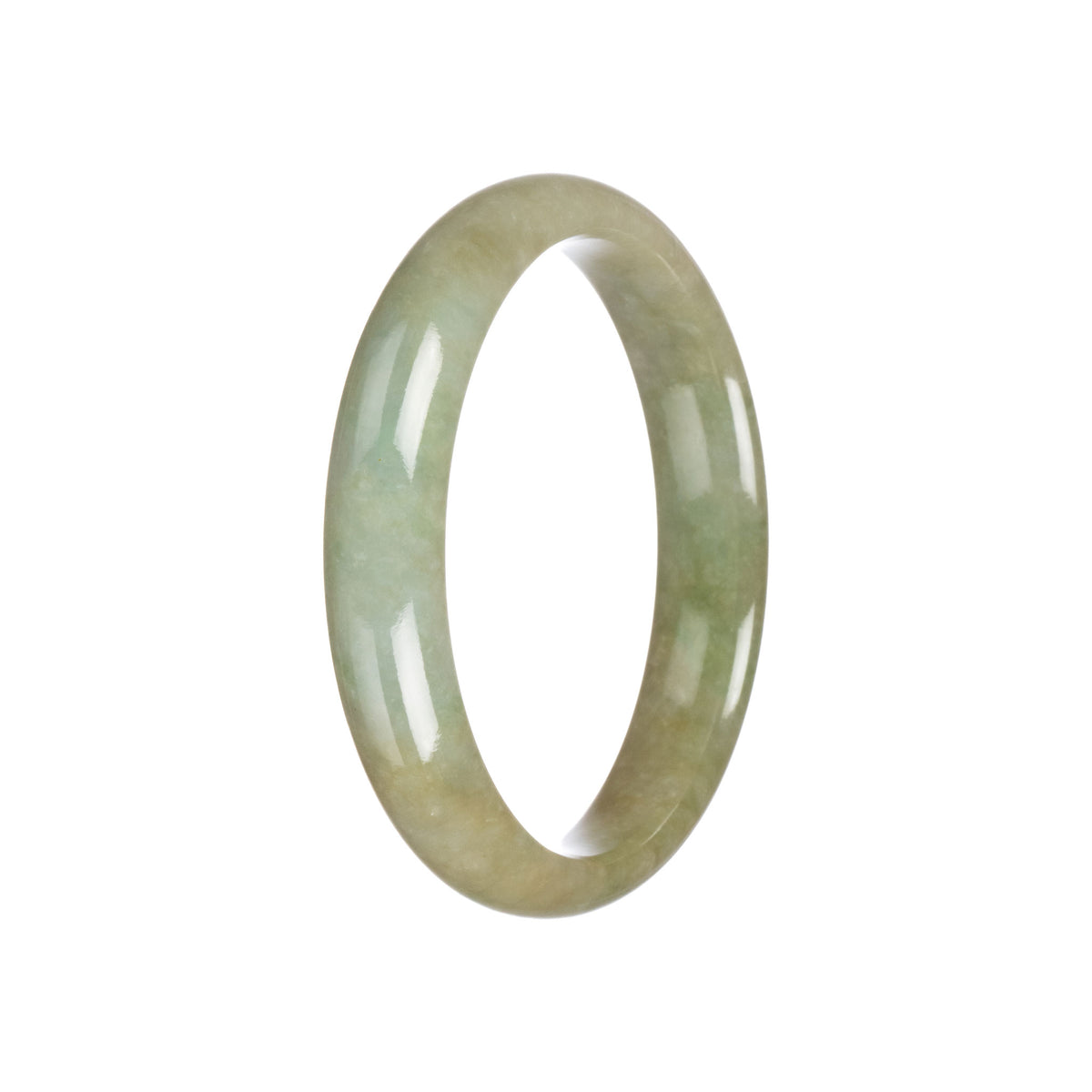 Real Untreated Green Burma Jade Bangle Bracelet - 59mm Half Moon