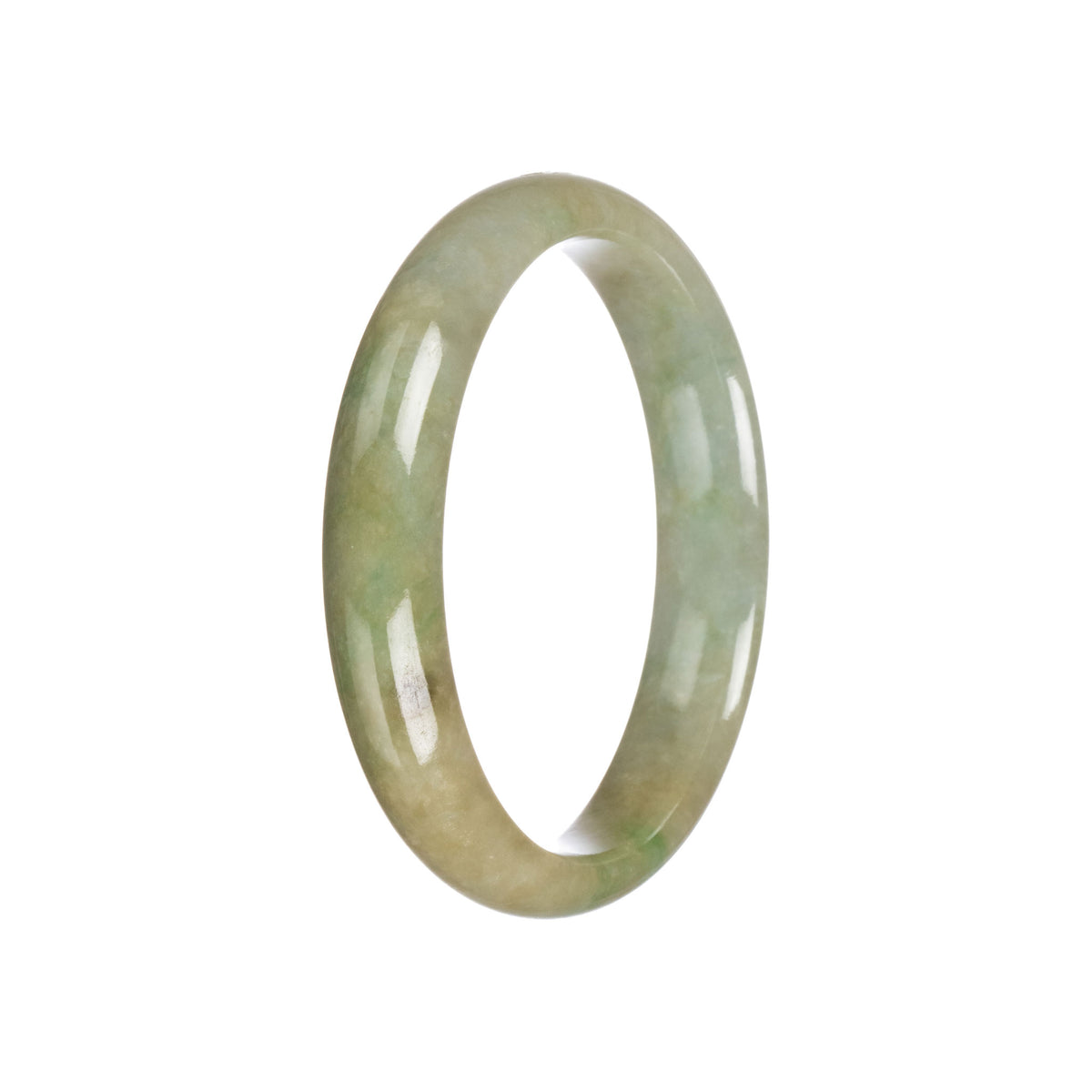 Real Untreated Green Burma Jade Bangle Bracelet - 59mm Half Moon