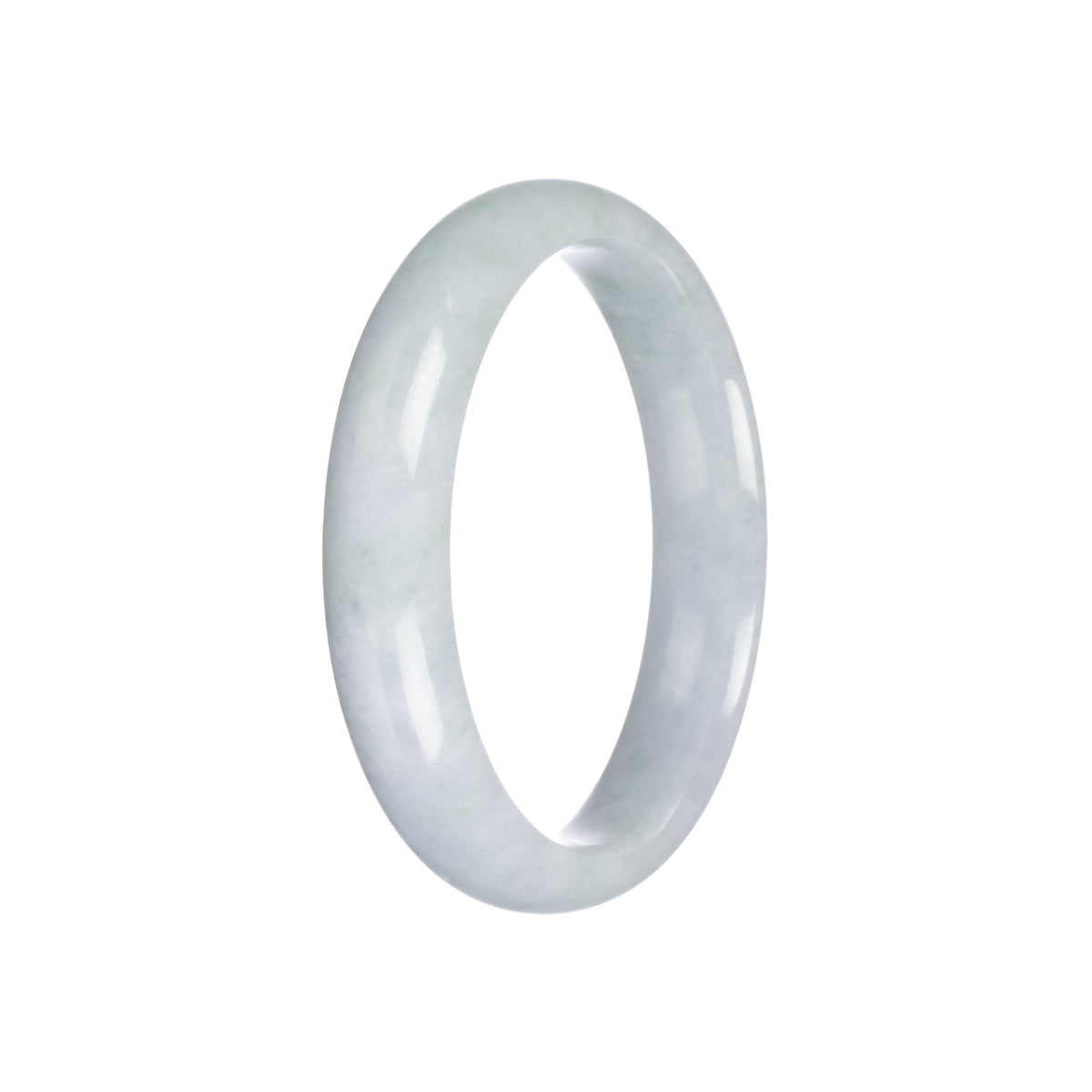 Genuine Natural Light Grey with Light Green Pattern Jadeite Bangle - 56mm Half Moon