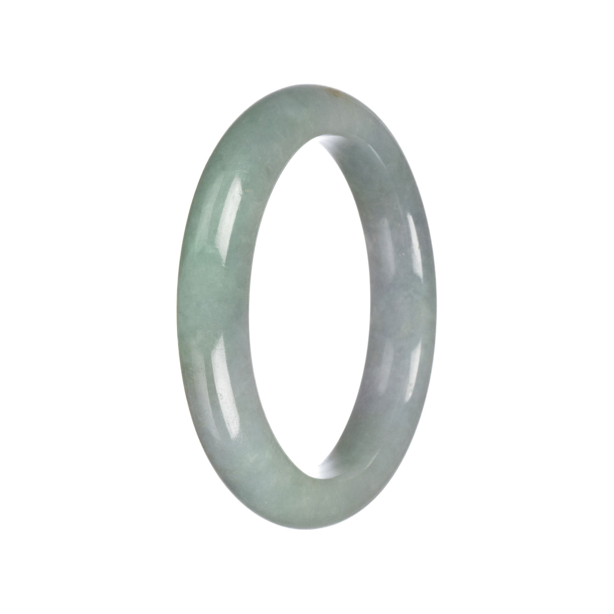 Certified Grade A Green Jadeite Bangle Bracelet - 58mm Semi Round