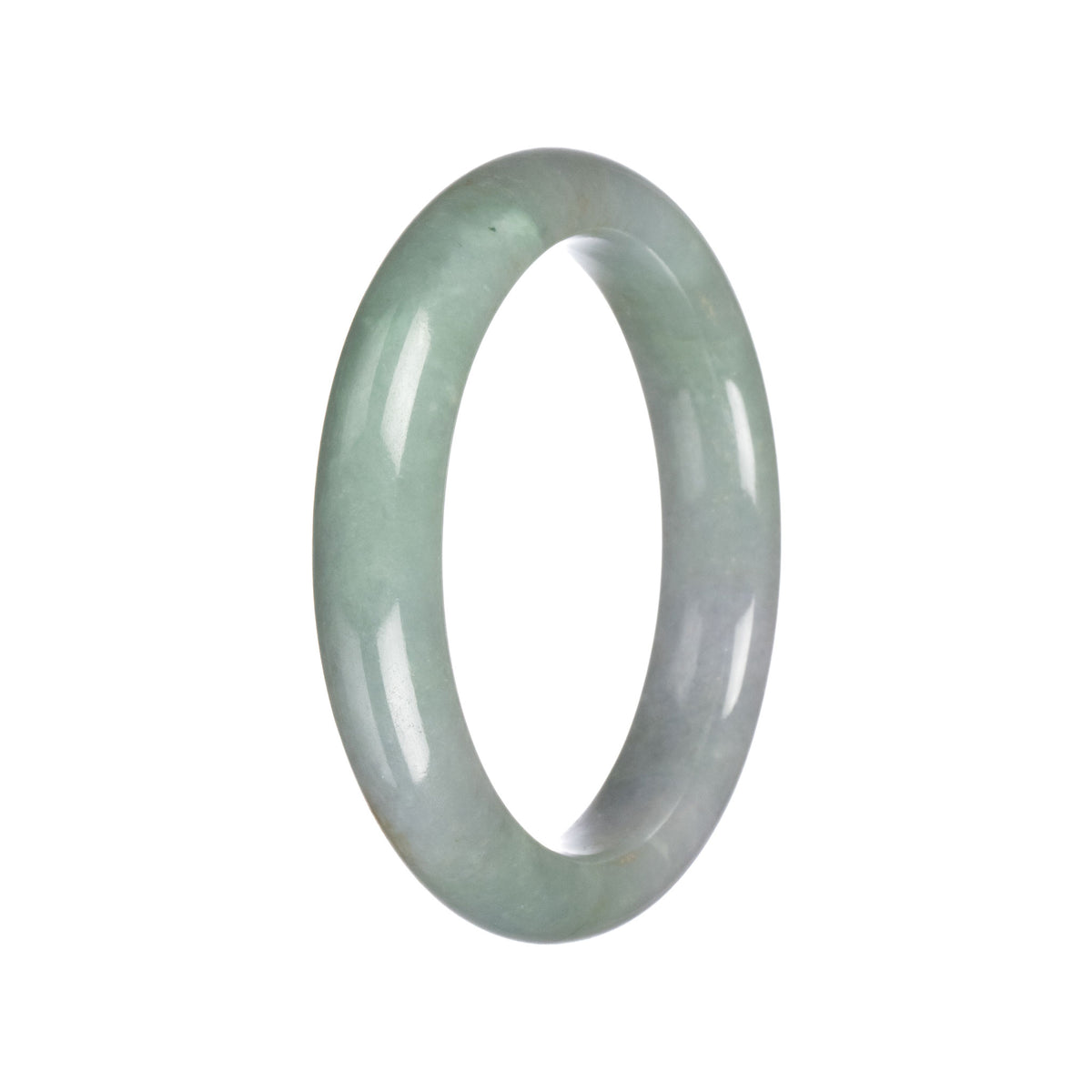 Certified Grade A Green Jadeite Bangle Bracelet - 58mm Semi Round