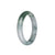 Genuine Grade A Translucent Pale Green with Green Patch and Dark Green Specks Burmese Jade Bangle Bracelet - 55mm Half Moon