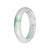 Authentic Grade A White with Apple Green Patterns Burmese Jade Bangle Bracelet - 58mm Half Moon