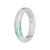 Authentic Grade A White with Apple Green Patterns Burmese Jade Bangle Bracelet - 58mm Half Moon