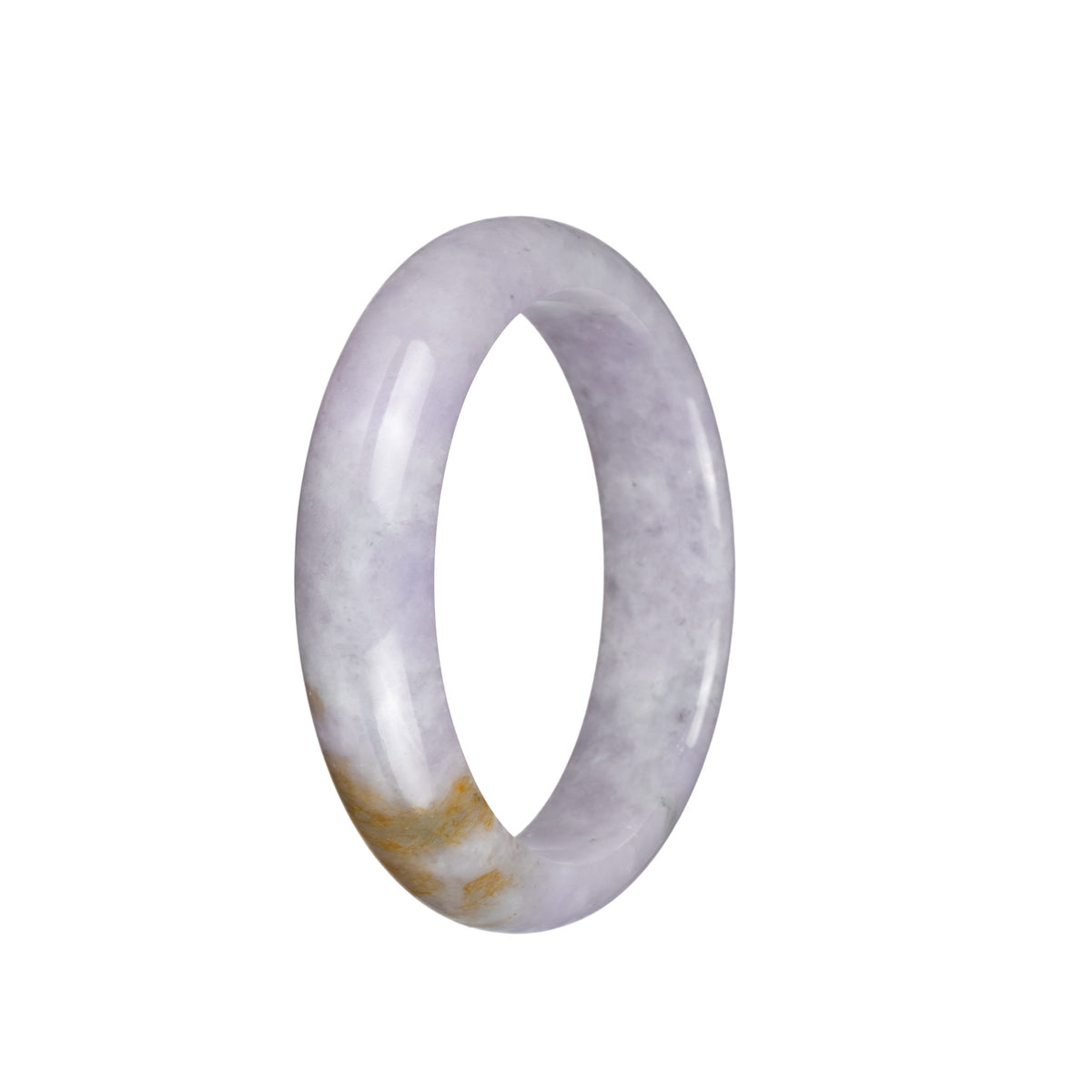 Genuine Type A Pale Lavender with Brown Patch Jade Bangle Bracelet - 55mm Half Moon