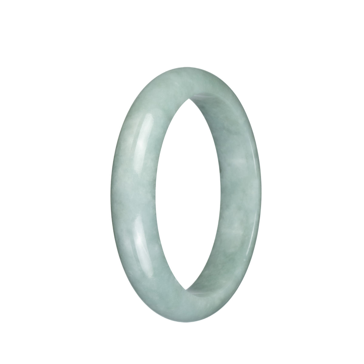 Certified Untreated Light Green Burmese Jade Bangle Bracelet - 61mm Half Moon