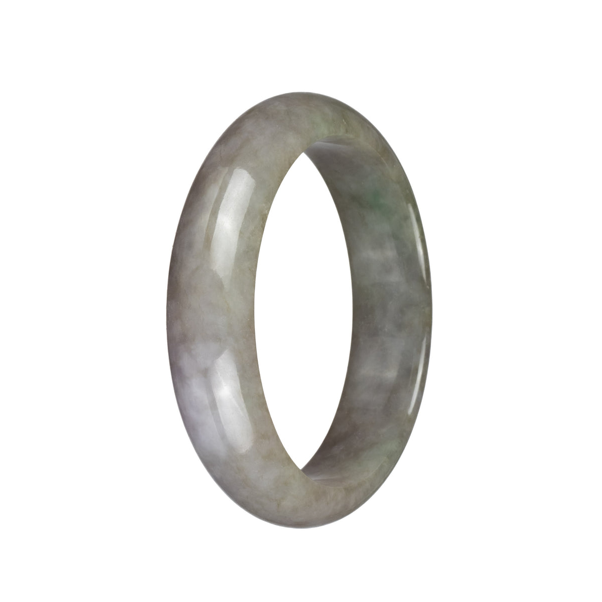 Genuine Natural Light Olive Green and Light GreyJadeite Bracelet - 62mm Half Moon