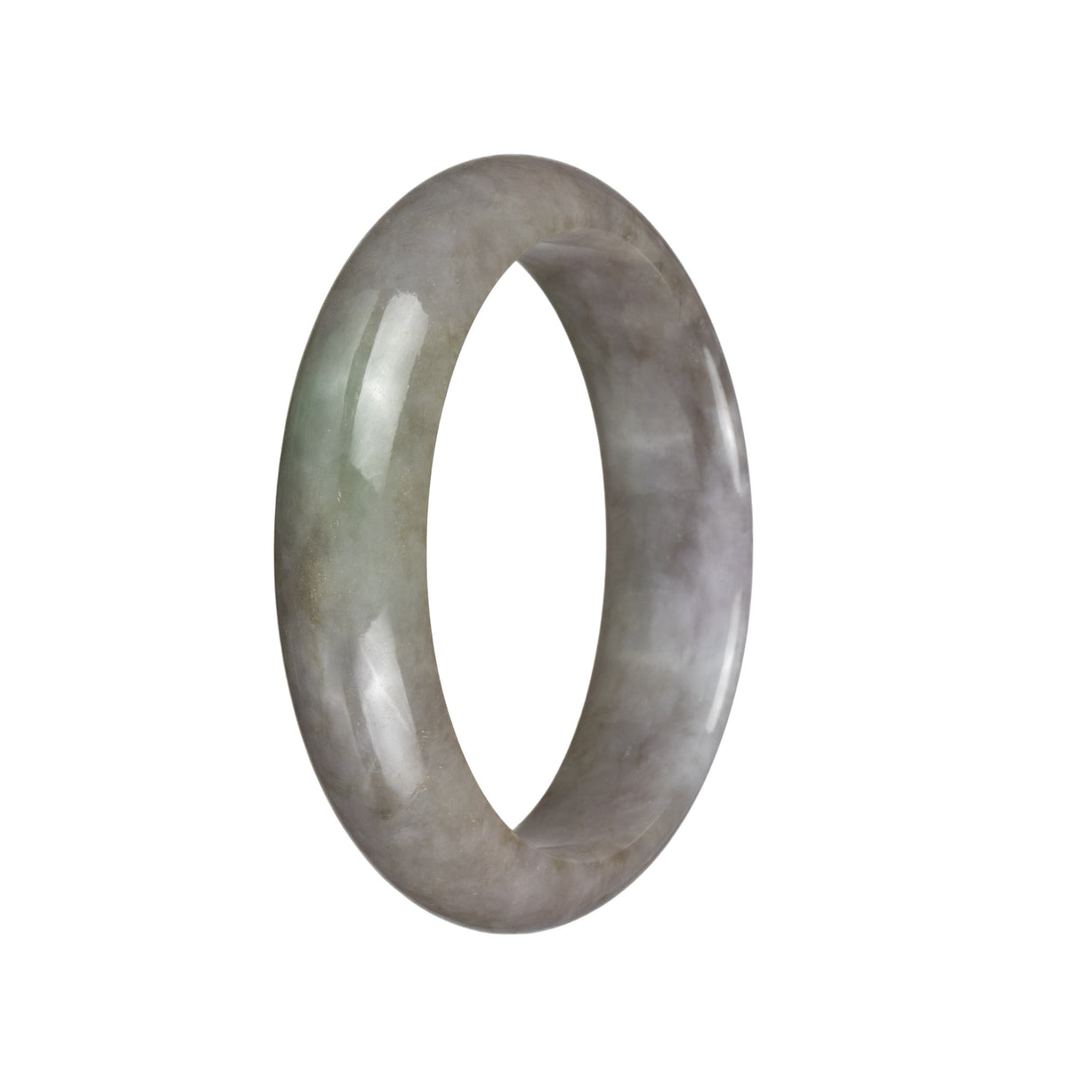 Genuine Natural Light Olive Green and Light GreyJadeite Bracelet - 62mm Half Moon