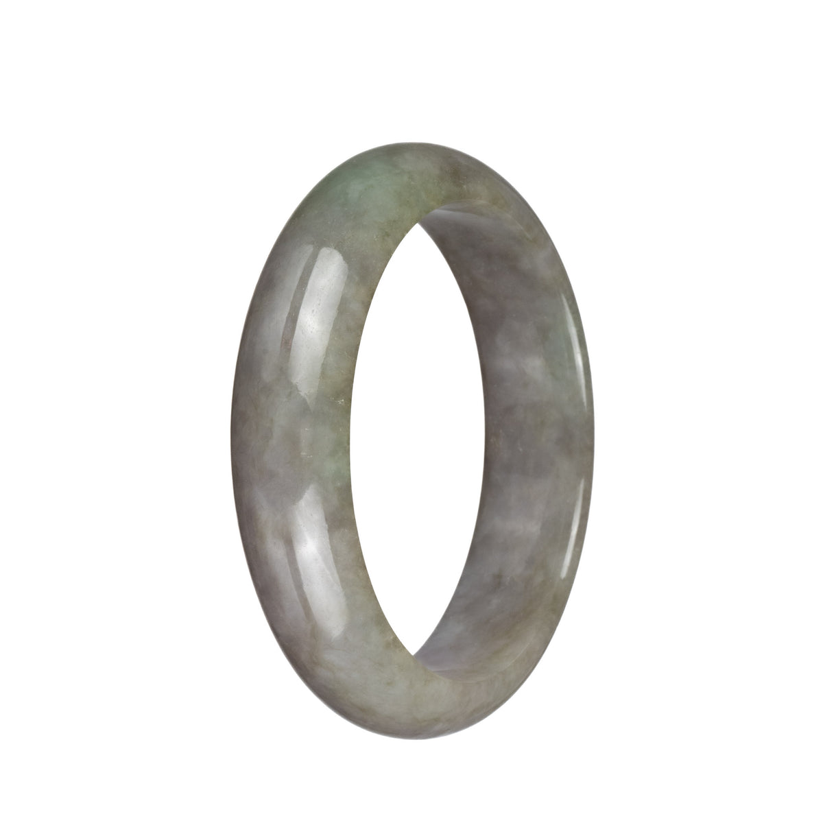 Genuine Natural Light Olive Green and Light GreyJadeite Bracelet - 62mm Half Moon