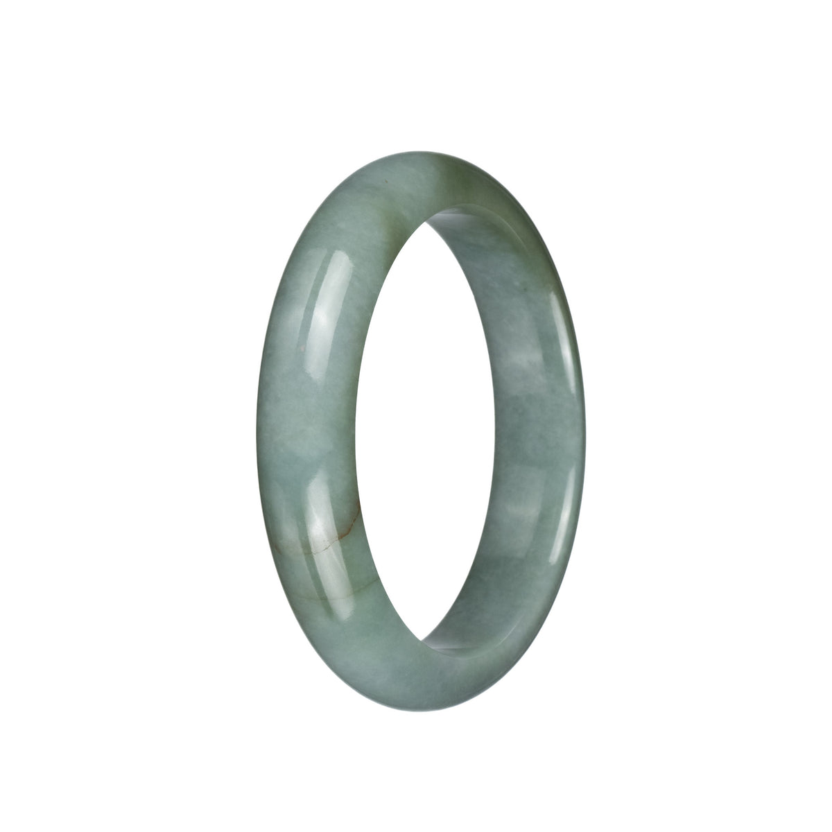 Genuine Grade A Greyish Green Jadeite Bangle Bracelet - 58mm Half Moon