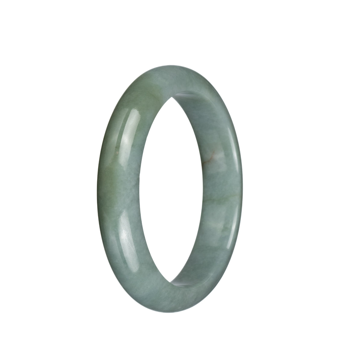 Genuine Grade A Greyish Green Jadeite Bangle Bracelet - 58mm Half Moon