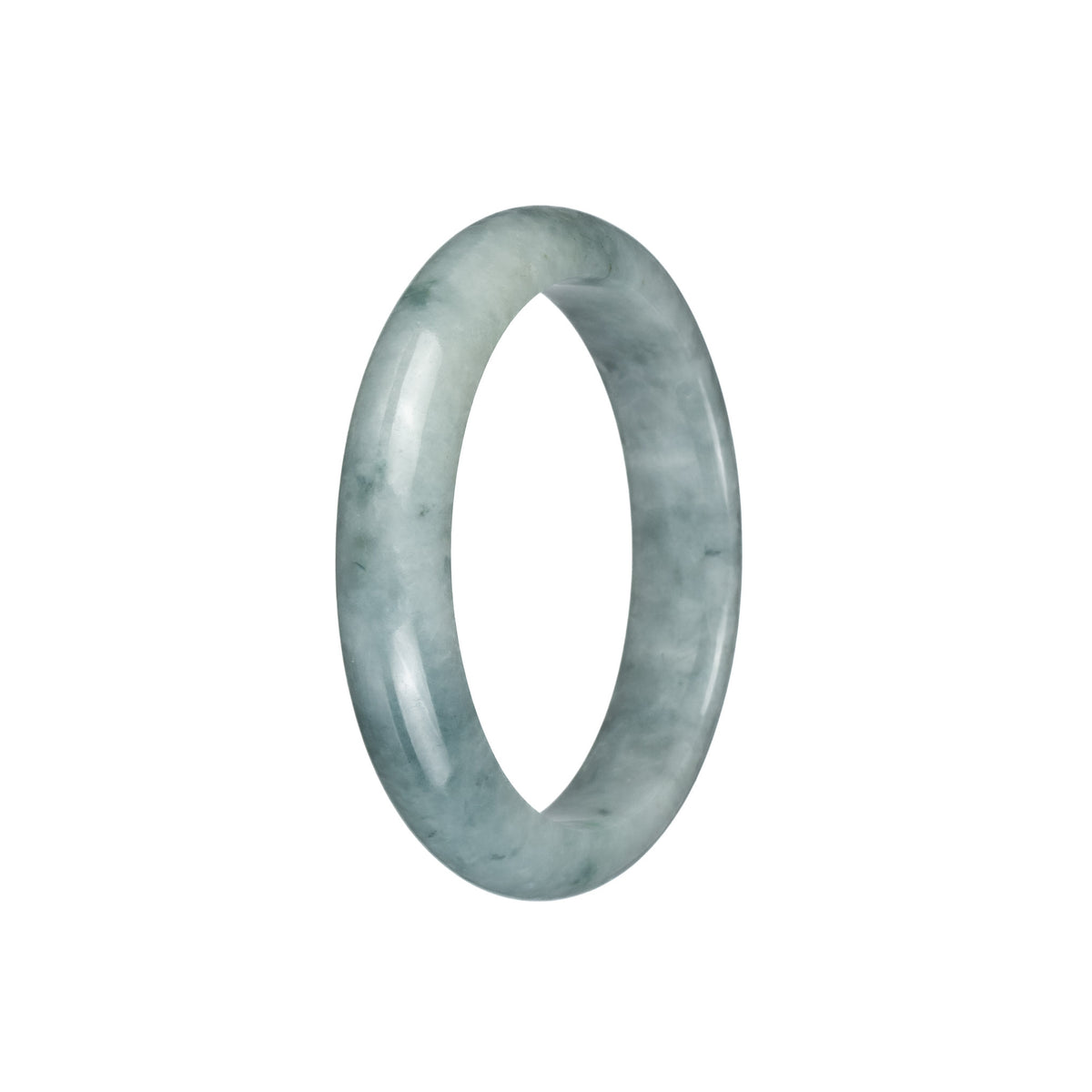 Genuine Grade A Greyish Green Jadeite Bracelet - 55mm Semi Round