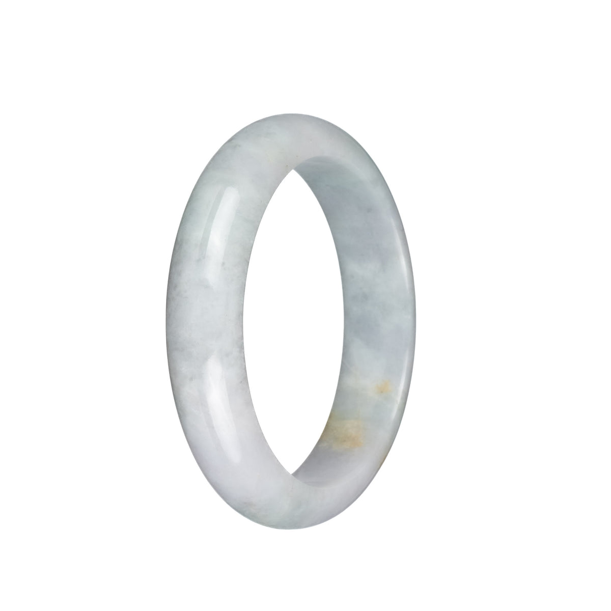 Genuine Grade A Pale Lavender and Pale Green with Light Brown Patch Jadeite Jade Bangle Bracelet - 58mm Half Moon