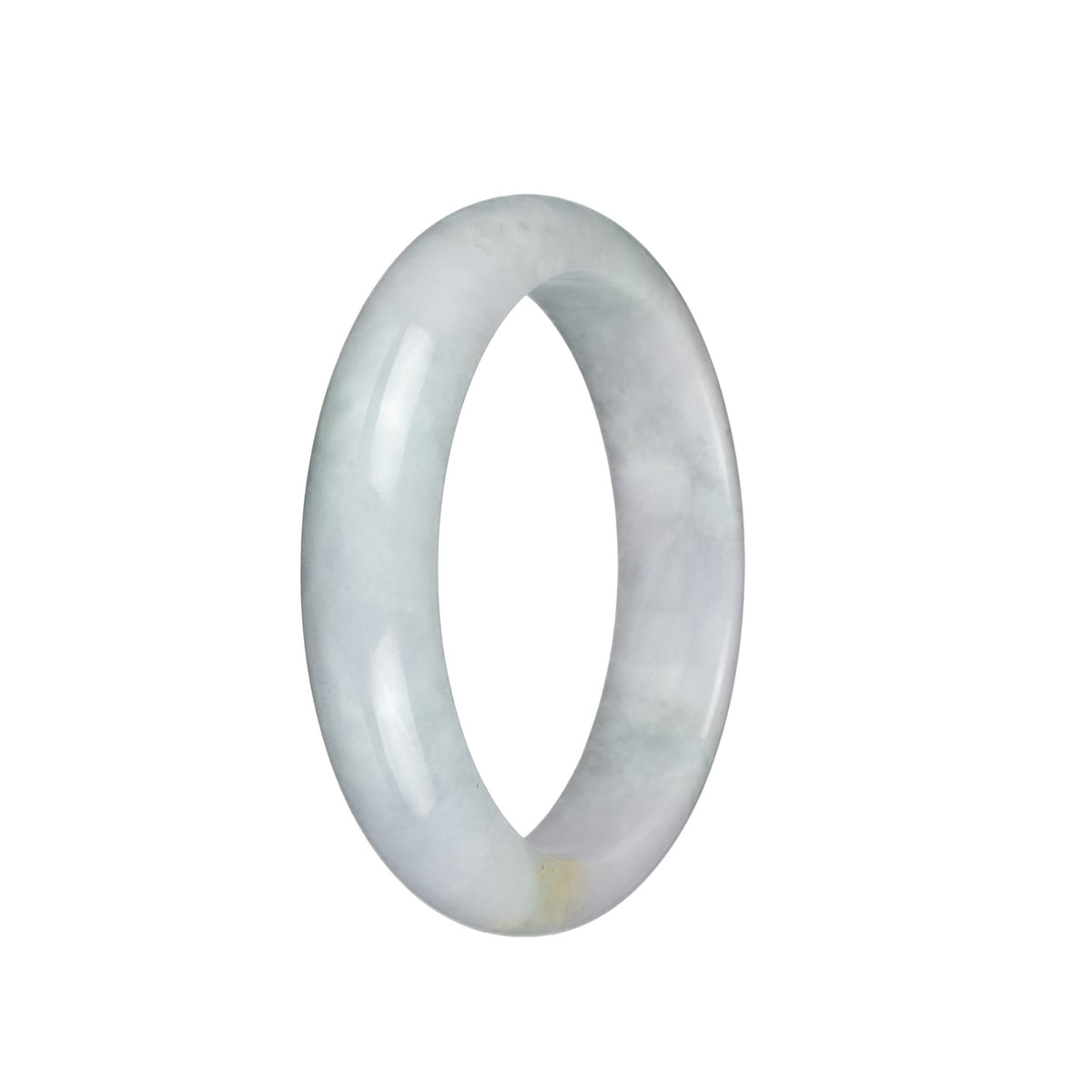 Genuine Grade A Pale Lavender and Pale Green with Light Brown Patch Jadeite Jade Bangle Bracelet - 58mm Half Moon