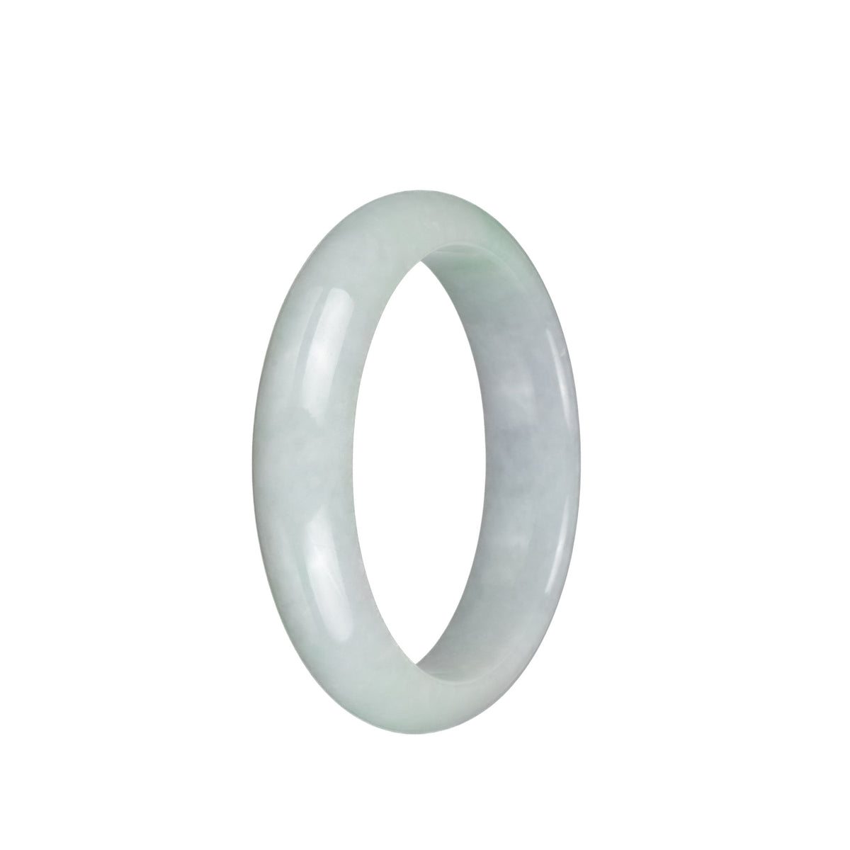 Genuine Untreated White with Light GreenJadeite Bangle - 55mm Half Moon