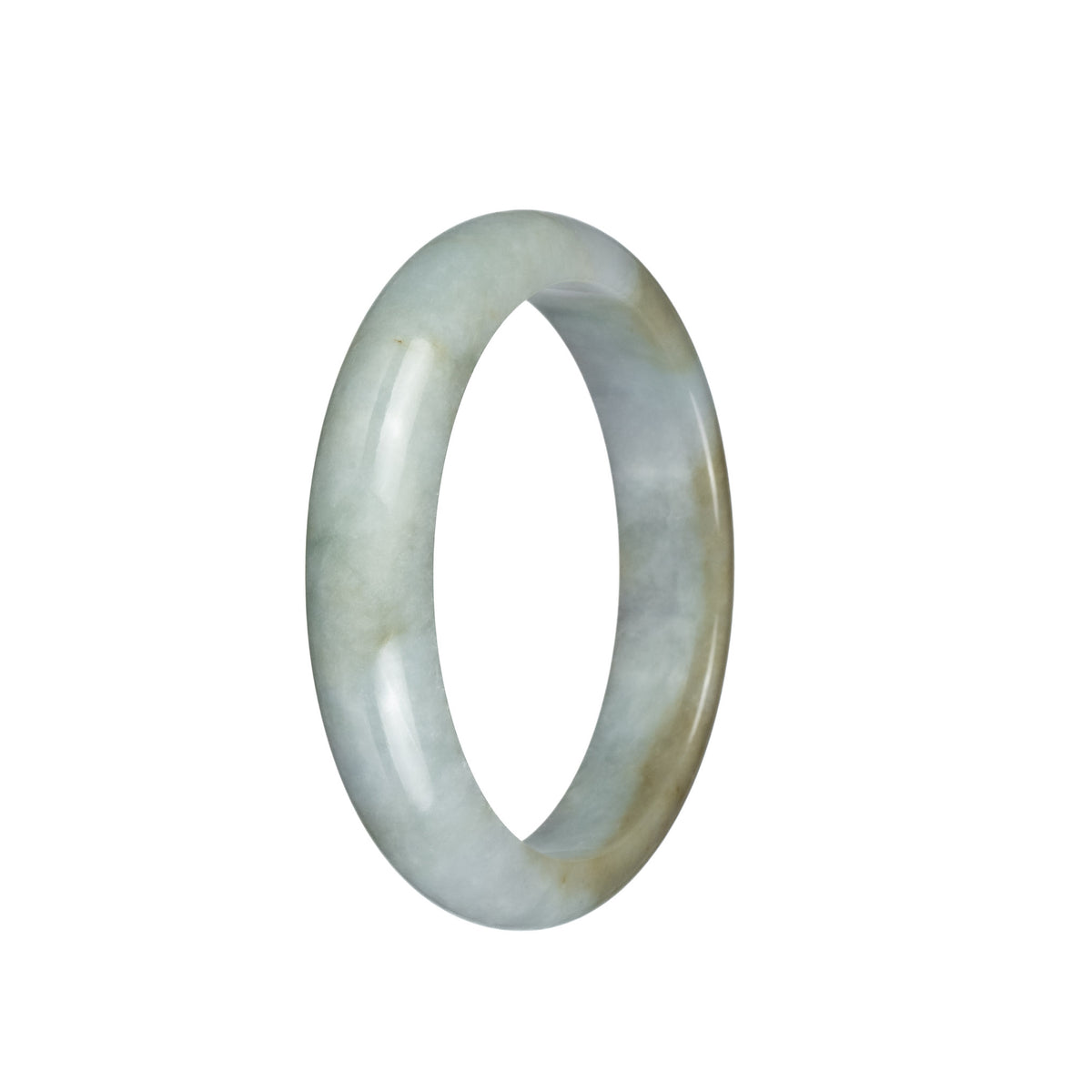 Certified Type A Pale Green and Brown Jade Bracelet - 58mm Half Moon