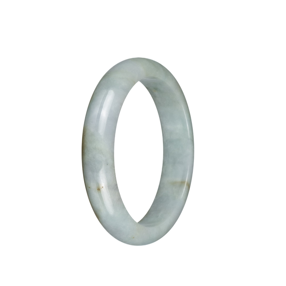 Certified Type A Pale Green and Brown Jade Bracelet - 58mm Half Moon