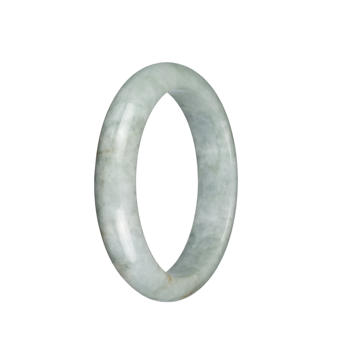 Genuine Grade A Light Greyish Green Burma Jade Bangle Bracelet - 59mm Half Moon