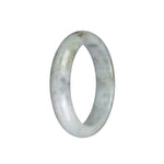 Real Grade A Light Grey with Pale GreenBurma Jade Bangle - 56mm Half Moon