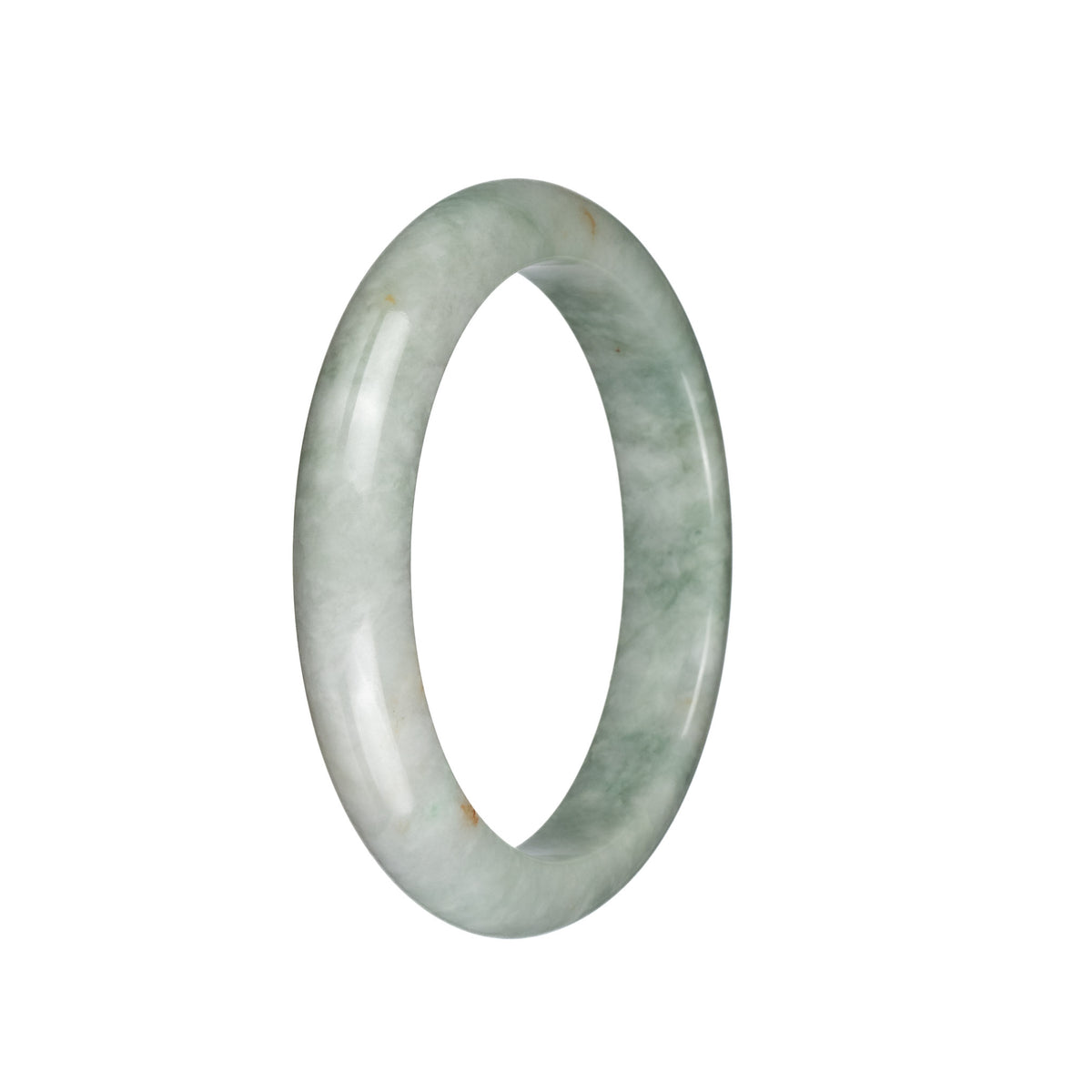 Genuine Untreated Creamy White with Olive Green Jade Bracelet - 60mm Semi Round