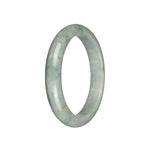 Genuine Untreated Creamy White with Olive Green Jade Bracelet - 60mm Semi Round