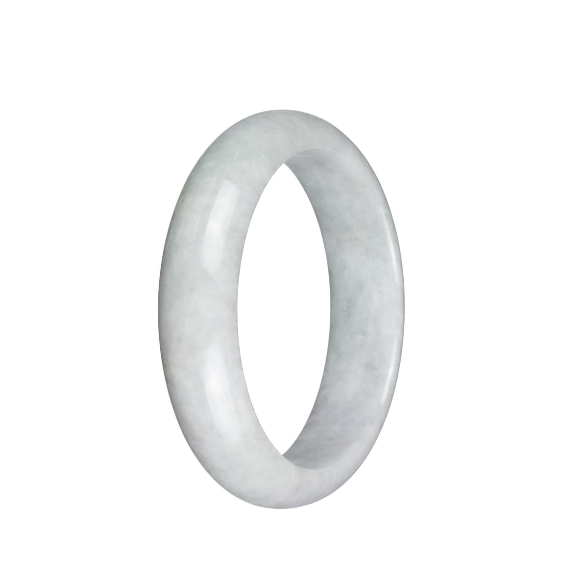 Certified Natural White Burmese Jade Bracelet - 58mm Half Moon