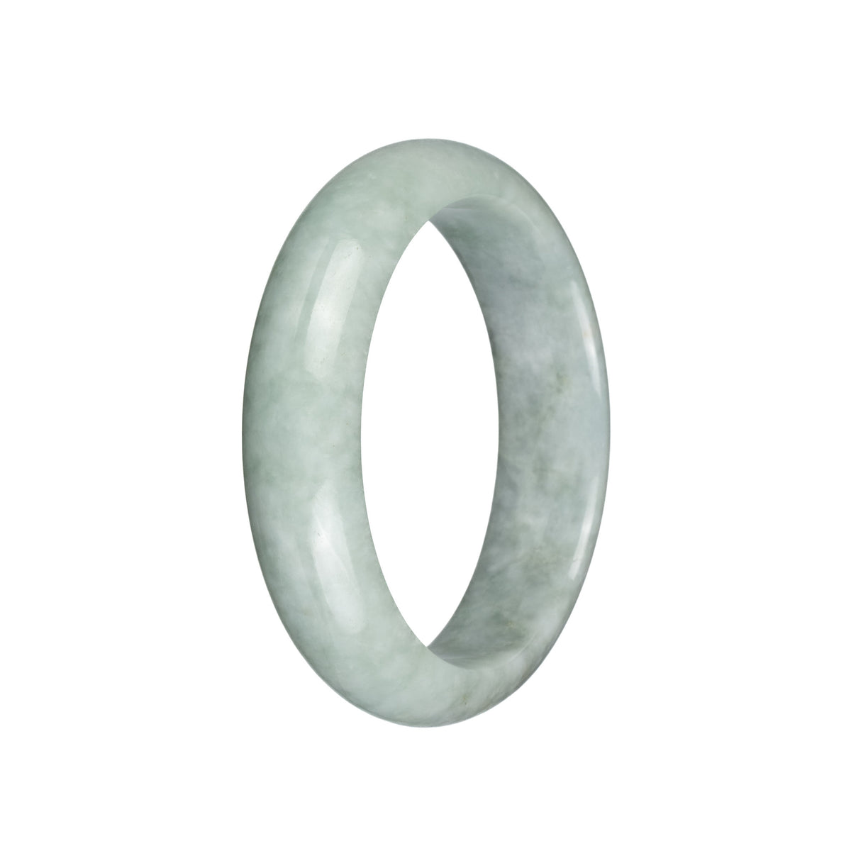 Authentic Type A Light Grey and Pale Green Burma Jade Bangle Bracelet - 58mm Half Moon