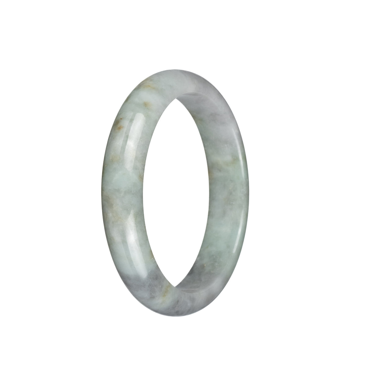 Genuine Grade A Light Grey with Light Green Traditional Jade Bracelet - 58mm Half Moon