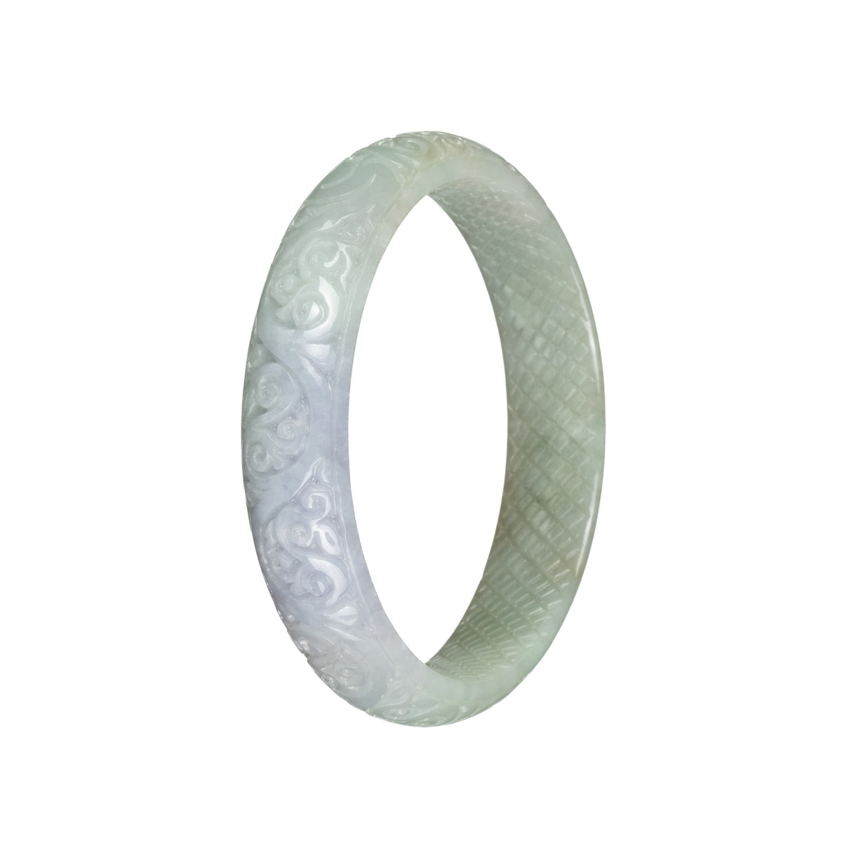 Real Grade A Light Green Jadeite Bracelet - 63mm Carved