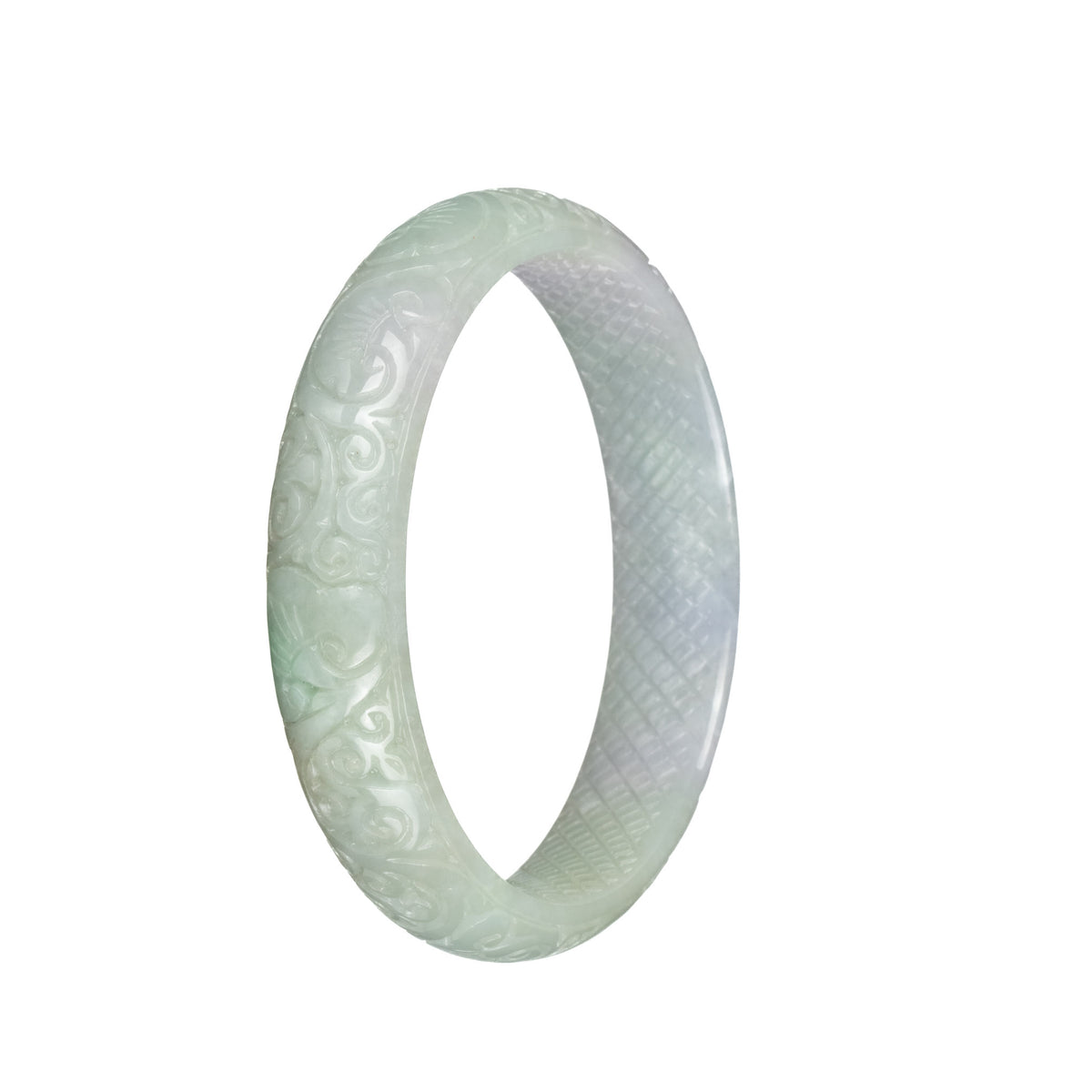 Genuine Type A Pale Green Burma Jade Bracelet - 63mm Carved