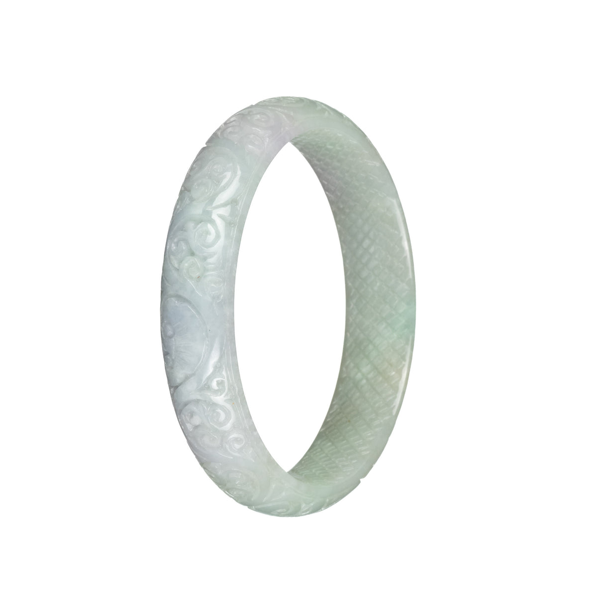 Genuine Type A Pale Green Burma Jade Bracelet - 63mm Carved