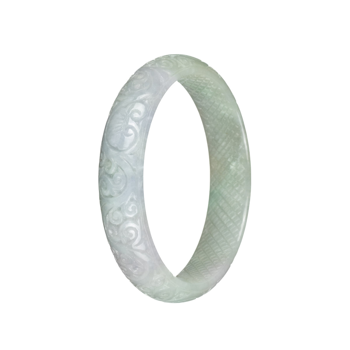 Genuine Type A Pale Green Burma Jade Bracelet - 63mm Carved