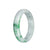 Certified Type A Pale Green with Light Green and Light Grey Pattern Burmese Jade Bangle Bracelet - 59mm Half Moon