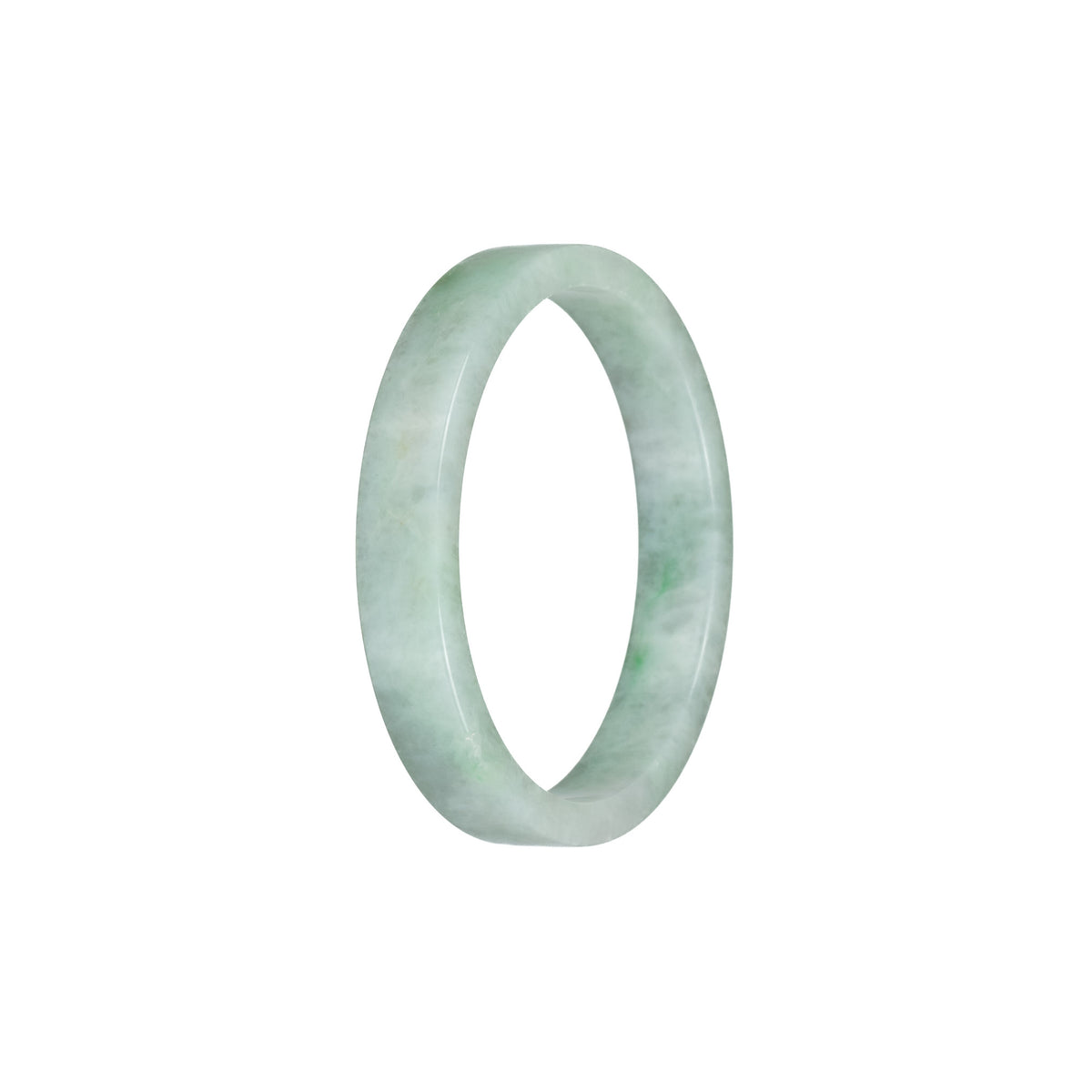 Real Grade A Green Pattern Burmese Jade Bangle Bracelet - 52mm Flat