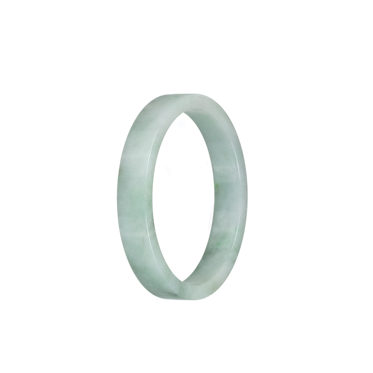 Authentic Type A Green Pattern Burma Jade Bangle - 52mm Flat