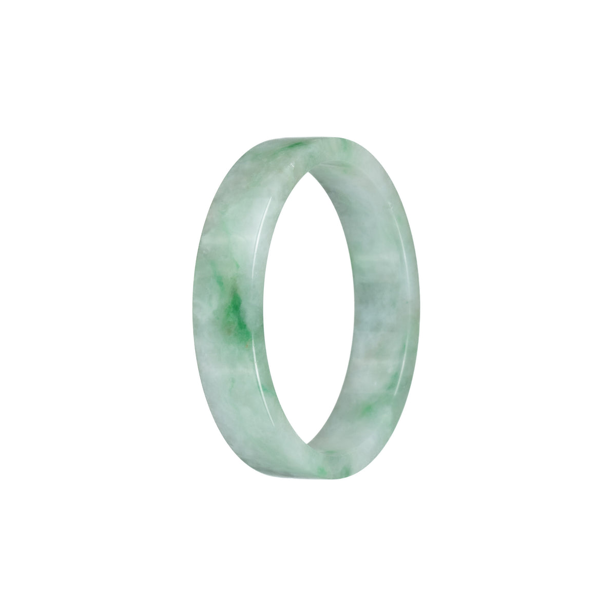 Authentic Grade A Green Pattern Burma Jade Bangle Bracelet - 52mm Flat