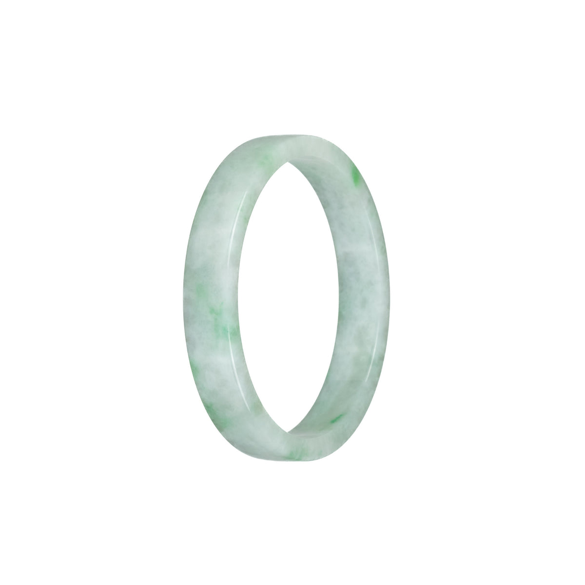 Genuine Grade A Green Pattern Burma Jade Bangle - 52mm Flat